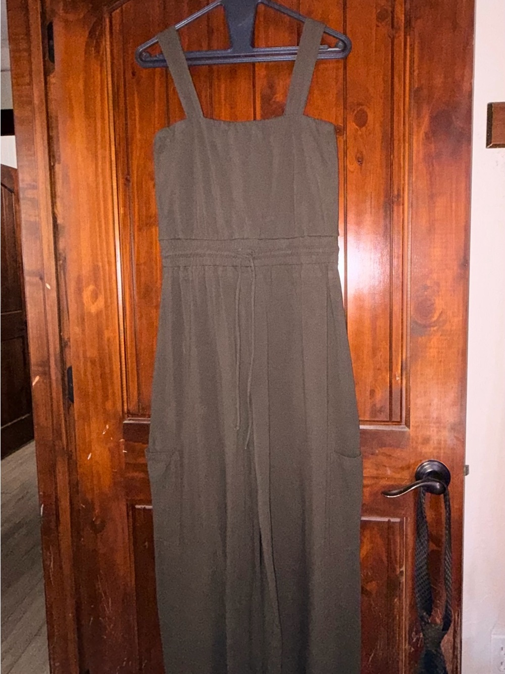 Women's Olive Green Wide-Leg Cargo Jumpsuit- Everyday Chic. Boutique